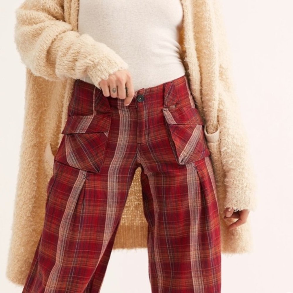 Free People Birch Plaid Wide Leg Pants - Picture 3 of 8